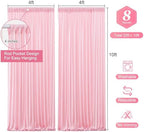 Pink Backdrop Curtains-Wrinkle-Free Polyester Photography Drapes Party Curtain Background for Baby Shower Wedding Decorations- 32 X10FT (Pink) - Image 3