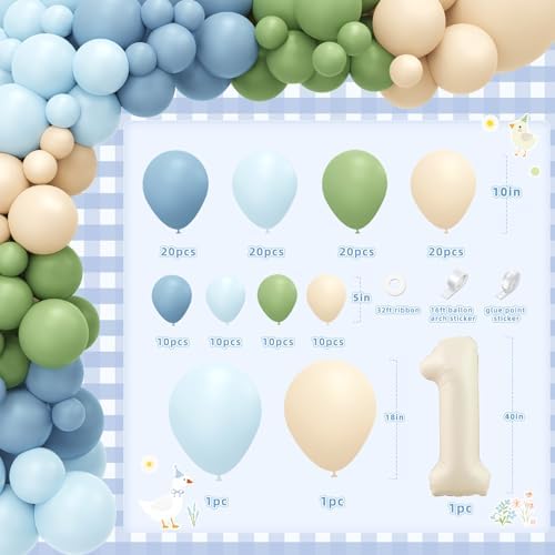 NANAGALI One Silly Goose Birthday Decor Boy, Blue Silly Goose Funny First Birthday Backdrop Balloons Arch Box High Chair Banner Bday Party Idea for Baby Boy - Image 3