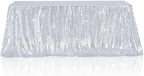Poise3EHome Silver Sequin Tablecloth 90×156 Inch Rectangle Sparkly Fabric Table Cloth for Birthday Wedding Party Christmas Holiday Baby Shower Decoration by Poise3EHome