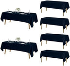 Fokitut 6 Pack Rectangle Tablecloth, 60x120 Inch, Stain Resistant and Wrinkle Polyester Table Cloth, Fabric Table Cover for Kitchen Dining, Wedding, Party, Holiday Dinner-Navy by Fokitut