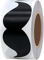 Black Mustache Stickers Moustache Party,Baby Shower,Little Man Themed Party,Father's Day,Bow tie Party Label 80×40 mm-200 Per Roll (10 Rolls) - Image 6