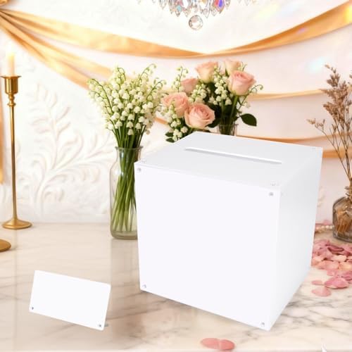 Acrylic Wedding Card Box with Slot Top, Detachable DIY Card Box for Wedding Reception, Corner Brackets & Screws Included, Acrylic Table Sign Holder Included - Image 4