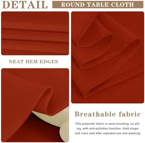 Fitable 6 Pack Rust Tablecloths 70 Inch Round for 36"-48" Tables - Image 7
