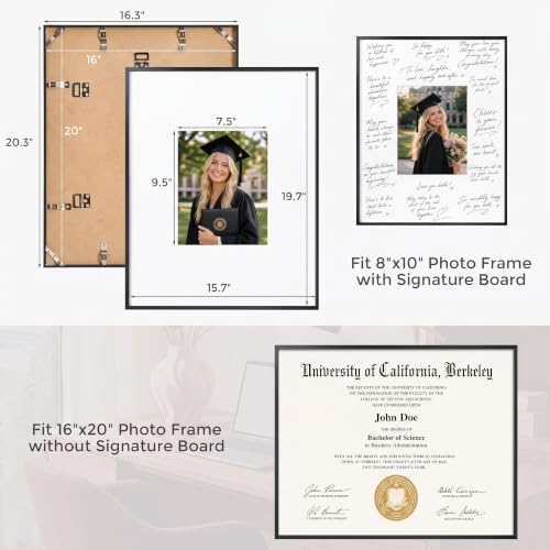 Signature Picture Frame 16x20, Aluminum Signable Frame with Glass, Black - Image 2