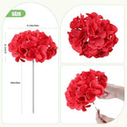 AVIVIHO 105Pcs Red Fake Flowers Hydrangea Artificial Flowers Bulk (Not Squished, No Steaming Need) Silk Flowers with Stems for Wedding Decor,Home,Baby Shower,Table Centerpieces Decoration - Image 3