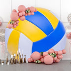 Renaiss 7.2x7.2ft Colorful Volleyball Round Backdrop Cover Yellow White Blue Volleyball Circle Photography Background Sports Themed Birthday Baby Shower Fans Athletes Party Decor Photo Booth Props - Image 4