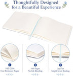 Embroidered Floral Guestbook for Wedding, Bridal Shower & Baby Shower, Linen Guest Sign-In Keepsake with Blank Ivory Pages, Lay-Flat Design & Ribbon Bookmark, 10.25” x 8.25” (Blue Floral) - Image 3