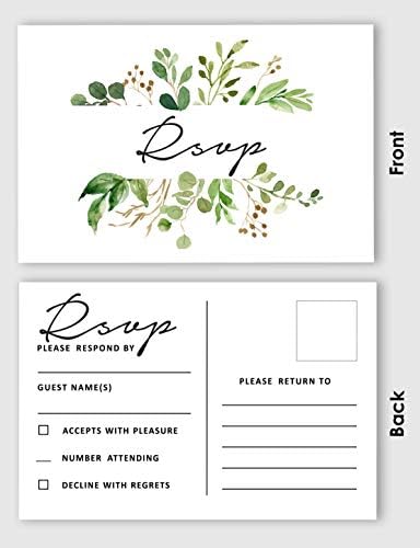 50 Blank RSVP Postcards Greenery Print 4"X6" Response Cards,RSVP Reply Card for Wedding,Bridal Shower,Baby Shower - Image 3