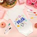 Panitay 100 Pcs White Baby Bodysuits Bibs Kit 25 Guests, Pumpkin - Image 3
