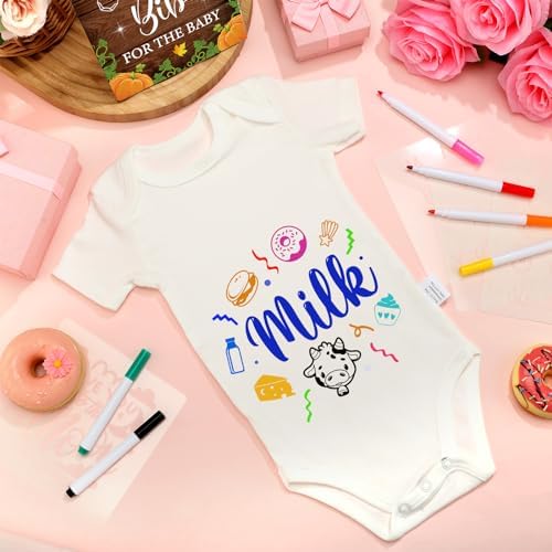 Panitay 100 Pcs White Baby Bodysuits Bibs Kit 25 Guests, Pumpkin - Image 3