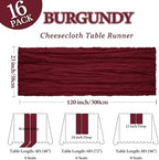 16 Pack 23 x 120 Inch Burgundy Table Runner 10Ft Cheesecloth - Image 2
