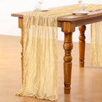 DeZerlor Champagne Cheesecloth Table Runner 1 Pack Summer Boho Runner - Image 6
