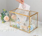 Glass Wedding Card Box with Slot - 10.2" Large Gold Gift Storage Box with Lock for Reception, Bridal Shower, Baby Shower, Birthday Party - Image 4
