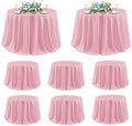sancua Pink Round Tablecloth 120 Inch Fit 48-96 Inch Tables, 8 Pack by sancua