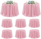 sancua Pink Round Tablecloth 120 Inch Fit 48-96 Inch Tables, 8 Pack by sancua
