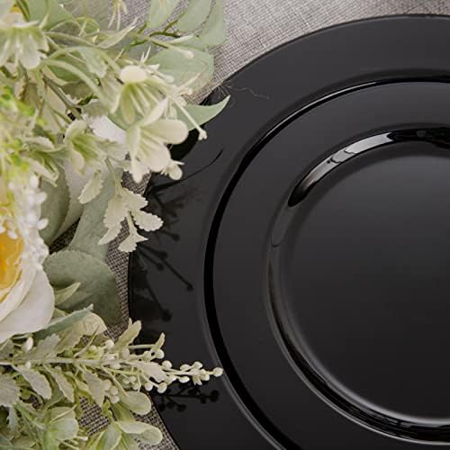FLOWERCAT 60PCS Black Plastic Plates - Heavy Duty Black Disposable Plates for 30 guests Birthday Party/Wedding/Halloween- Include 30PCS 10.25inch Dinner Plates and 30PCS 7.5inch Dessert Plates - Image 6