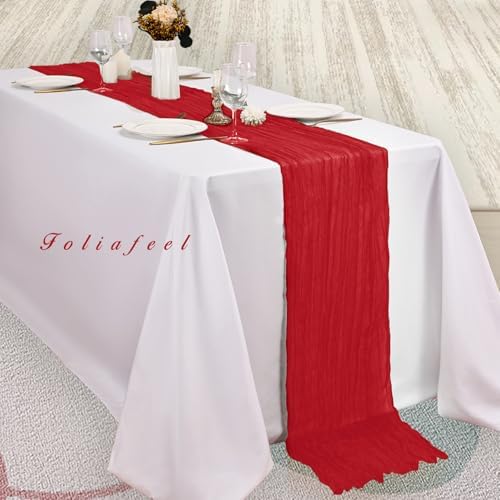 20 Pack Red 10FT Cheesecloth Table Runner Rustic Gauze Fabric Cheese Cloth Table Runner for Wedding Bridal Baby Shower Table Decor Boho Sheer Birthday Party Table Decorations 20 x 120 Inch Long - Image 4