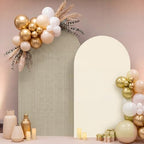 2 Set Wedding Arch Cover Khaki Ripple & Solid Color Stretchy Backdrop Cover - Image 3