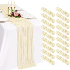 18 Pack Cheesecloth Table Runner 10FT Beige Table Runner Boho Gauze Cheese Cloth Table Runners Long Rustic Sheer Table Decorations for Wedding Party Baby Bridal Shower Birthday Holiday Home by Showgeous
