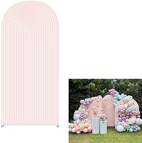 HUAYI Flesh Pink Ripples Pattern Arch Backdrop Cover for Birthday Party Wedding Baby Shower Decorations Chiara Backdrops Arched Wall Frame Stands Covers Props GP-459 2.5ft * 6ft by HUAYI