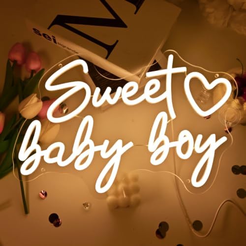 Britrio Sweet Baby Boy Neon Sign Baby Shower 1st Birthday Party Backdrop - Image 6