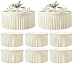 8 Pack Ivory Round Spandex Tablecloths, 5FT/60In Stretchy Table Cloth with Skirt, Washable Fitted Tablecloth, Circle Wrinkle Free Table Cover for Wedding Party Dining Banquet Event by Torrowsrort