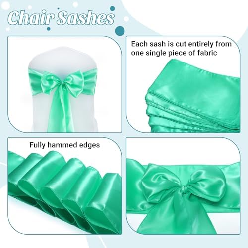 MDS® Pack of 150 Satin Chair Sashes for Weddings and Events Decor, Reusable Chair Bows for Banquet Chairs, Reception, Bridal Shower, Baby Shower, Birthday Party & Holiday Celebrations - Mint - Image 5