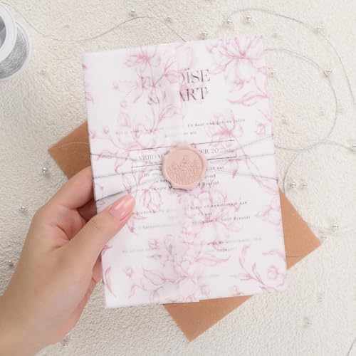 UNIQOOO 50 Pack Pre-Folded Dusty Rose Pink Grace Bloom Vellum Jackets&UNIQOOO Wildflower Wax Seal Stickers50 Pack Pre-Folded Dusty Rose Pink Grace Bloom Vellum Jac&UNIQOOO Wildflower Wax Seal Stickers by UNIQOOO