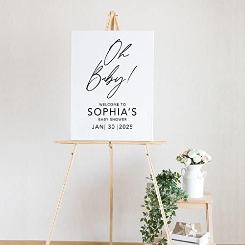 Andaz Press Custom Large Baby Shower Welcome Sign, 16" x 20", Oh Baby! Personalized Canvas Welcome Sign, Signage, Gender-Neutral Canvas Sign for Baby Sprinkle, Baby Shower, Baby Shower Decorations - Image 2