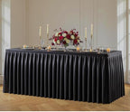 Black Polyester Table Cloths for Rectangle 6 Foot Tables, 1 Pack Wrinkle Free Tablecloths Stretchy Banquet Ruffle Fitted Table Cover Desk Skirt for Parties Wedding Birthday Baby Shower by Unknown