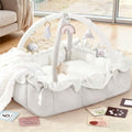 Mallify 5-in-1 Plush Baby Play Gym, Baby Play Mat, Convertible Baby Gym with Blanket and 6 Toys, Tummy time mat, Baby Activity Center from Newborn to Toddler,Baby Gym,Ball Pit,Newborn Essentials,White by MF