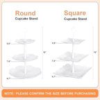 Mwellewm 10Pcs Cupcake Stand,Dessert Table Display Set, 4 White 3 Tired Cake Stand 6 Plastic Serving Trays for Party Cookie Rack Desert Tower Holder for Wedding Decor Baby Shower Tea Party Decorations - Image 5