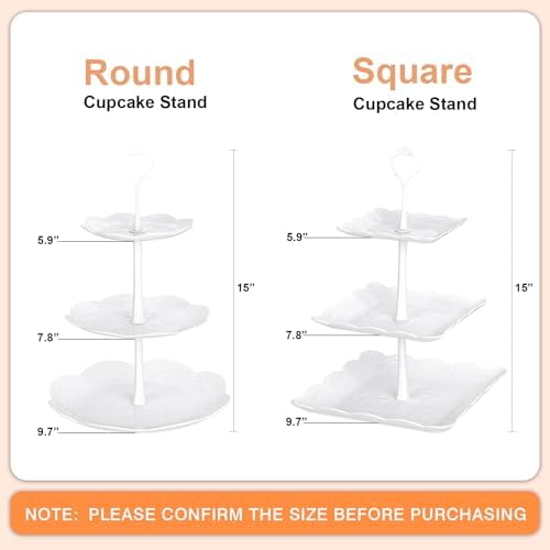 Mwellewm 10Pcs Cupcake Stand,Dessert Table Display Set, 4 White 3 Tired Cake Stand 6 Plastic Serving Trays for Party Cookie Rack Desert Tower Holder for Wedding Decor Baby Shower Tea Party Decorations - Image 5