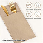 KAMMAK Khaki Napkins Disposable with Pocket 100 Pack Cloth like Paper Dinner Napkins Folded Hand Towel for Party Decoration, Wedding Reception, Bathroon and Kitchen (16.5 x 16.5 inch) - Image 5