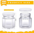 Nuogo 100 Pack 1.5oz Mini Hexagon Glass Jars Bulk Honey Jars, White - Image 2