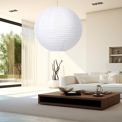 Glooglitter 5 Pcs 30 Inch White Paper Lanterns Large Paper Lamp - Image 6