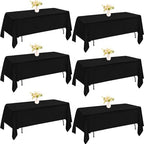 6 Pack Rectangle Black Table Cloth Bulk Washable Polyester Table Cover for Wedding Dining Table Buffet Parties Banquet Decoration（60x102Inch, Black） by JALANCY