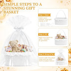 3PACK White Woven Gift Basket Set with Long Handles Gift Basket Empty - Image 6