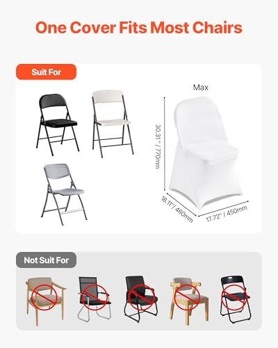 VEVOR Chair Covers, Polyester Spandex Chair Cover, Stretch Slipcovers for Wedding Party Dining Banquet Flat-Front Chair Covers (White-c, 150PCS) - Image 4