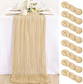 Champagne Cheesecloth Table Runner Farmhouse Fall Table Runner 10ft, 8 Pack by MLMC