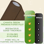 PerkHomy 48" x 2,400" (200') Coffee Kraft Paper Roll for Craft Bulletin Board Paper Art Table Covering Crafting Gift Wrapping Bouquet Packing Parcel 80GSM 55LB (Coffee, 48" x 200') - Image 3