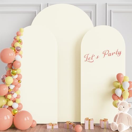 Wokceer Ivory Arch Backdrop Covers Stretchy Backdrop 7.2FT, 6FT, 6FT - Image 3