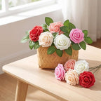 100 Pcs Artificial Rose Flowers, Gradient Red - Image 4