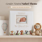 Baby Book Keepsake - Timeless Baby Memory Book for Boy or Girl I First 5 Year I Faux Leather, Gender Neutral, Safari Theme w/Gold Foil Stamp - Baby First Year Book Journal Scrapbook Photo Album Shower - Image 4
