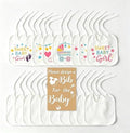 Baby Shower Bib Decorating Kit, 93 Pcs DIY Party Game with 22 White Bibs, 24 Markers, 25 Stencils, Gender Reveal Activity (wood grain) by MOVEBO