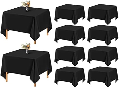 Showgeous 52x52 Inch Black Square Tablecloths, Polyester Table Covers by Showgeous
