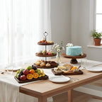 RattanView 7 Pcs Wooden Cupcake Stand Set with Cake Pedestal Trays,Brown - Image 4