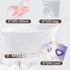 6pcs Empty Small Gift Baskets with Ribbon & Cards, Cotton Rope for Storage - Image 3