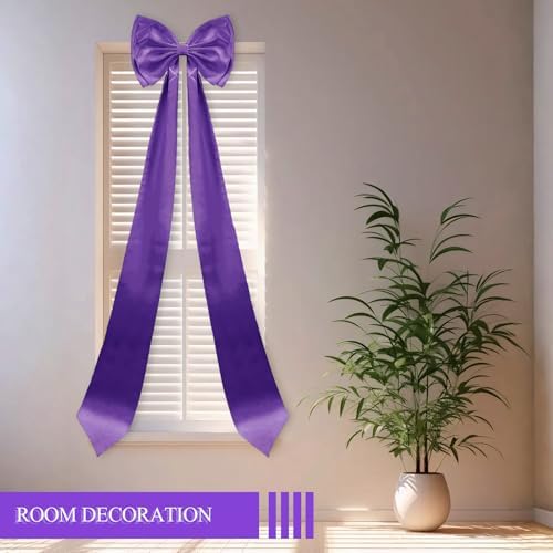 Giant Bow Decoration, Big Bows for Backdrop 75x18 Inch,Bow Themed Room Decor,Large Satin Decorative Bows for Wedding Engagement Bachelorette Baby Shower Bridal Christmas (Purple, 75x18 Inch) - Image 5