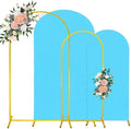 7.2FT, 6FT Wedding Arch Stand and Matching Light Blue Spandex Fitted Arch Backdrop Cover Set, Round Top Chiara Backdrop Stands and Covers for Birthday Party Baby Shower Banquet Decor (Light Blue) by JALANCY